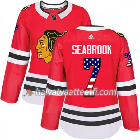 Naisten NHL Chicago Blackhawks Pelipaita Brent Seabrook 7 Adidas 2017-2018 Punainen USA Flag Fashion Authentic
